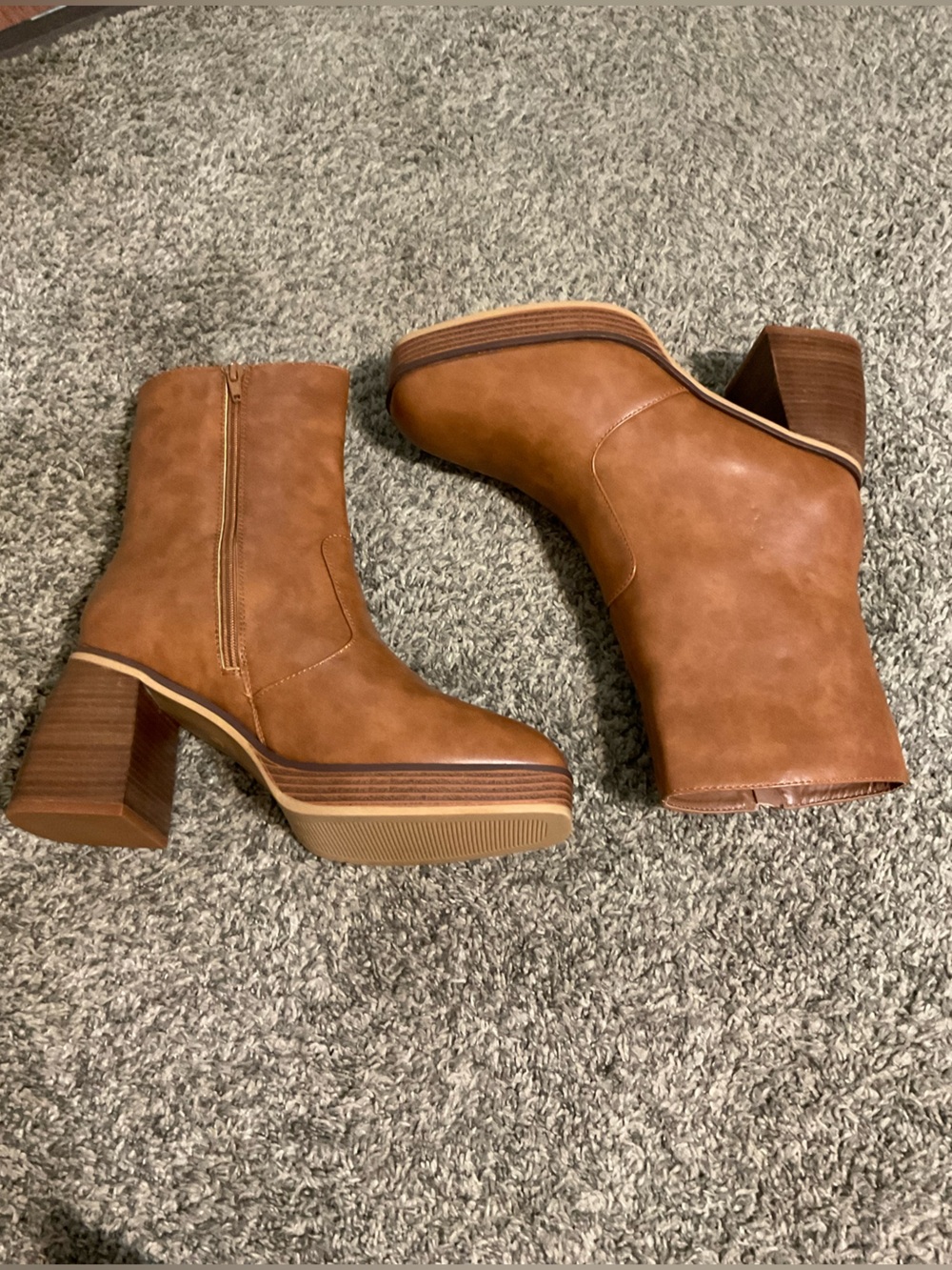Maurices Candace Cognac Y2K Platform Block Heel Ankle Boots - 11M - Picture 4 of 11